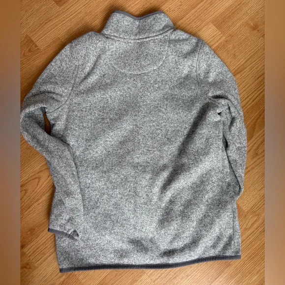 L.L. Bean Heather Gray Sweater Fleece Snap Pullover - Picture 2 of 6